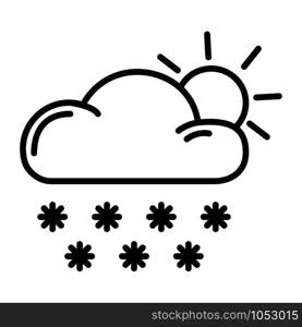 Simple outline icon - weather or forecast sing with cloud, sun and snow - vector isolated symbol on white background. Weather Outline Icons