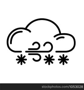 Simple outline icon - weather or forecast sing with cloud, wind and snow - vector isolated symbol on white background. Weather Outline Icons