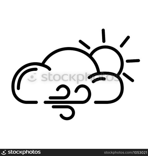 Simple outline icon - weather or forecast sing with cloud, wind, sun - vector isolated symbol on white background. Weather Outline Icons