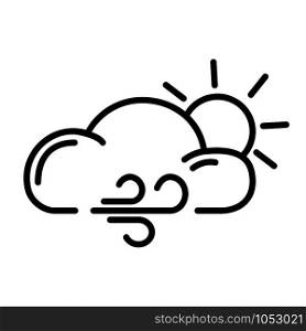 Simple outline icon - weather or forecast sing with cloud, wind, sun - vector isolated symbol on white background. Weather Outline Icons