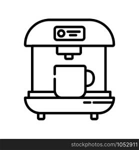 Simple outline icons - coffee mashine or maker, coffee brewing equipment, hot drinks and energetic caffeine beverage for breakfast, isolated vector symbol for web, app. Tea Coffee Outline Icons
