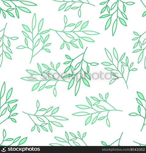 Simple outline leaves seamless pattern. Modern leaf wallpaper. Botanical floral background. Exotic plant backdrop. Design for fabric, textile, wrapping, cover. Vintage vector illustration. Simple outline leaves seamless pattern. Modern leaf wallpaper.