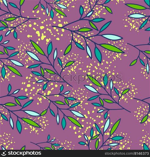 Simple outline leaves seamless pattern. Modern leaf wallpaper. Botanical floral background. Exotic plant backdrop. Design for fabric, textile, wrapping, cover. Vintage vector illustration. Simple outline leaves seamless pattern. Modern leaf wallpaper.