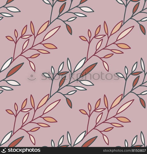 Simple outline leaves seamless pattern. Modern leaf wallpaper. Botanical floral background. Exotic plant backdrop. Design for fabric, textile, wrapping, cover. Vintage vector illustration. Simple outline leaves seamless pattern. Modern leaf wallpaper.