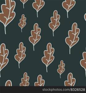 Simple outline oak seamless pattern. Foliage backdrop. Nature wallpaper. For fabric design, textile print, wrapping, cover. Doodle vector illustration.. Simple outline oak seamless pattern. Foliage backdrop. Nature wallpaper.