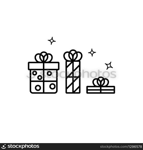 Simple outline present vector icon. Gift box icons on white background.. Simple outline present vector icon.