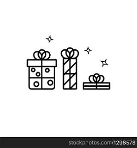 Simple outline present vector icon. Gift box icons on white background.. Simple outline present vector icon.