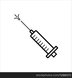 Simple outline syringe or injection vector icon. Symbol of vaccination medicine and health care. Simple outline syringe or injection vector icon.