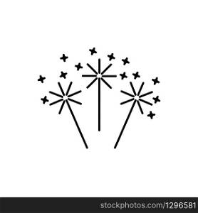 Simple outline vector icon of sparkler. Festive new year concept. Symbol for party celebration, birthday and holidays.. Simple outline vector icon of sparkler.
