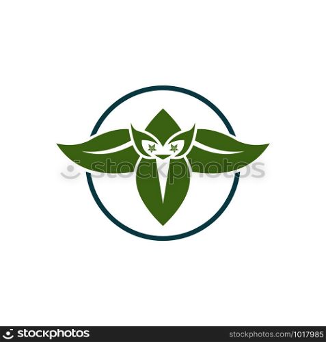 simple owl leaf logo design template