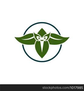 simple owl leaf logo design template