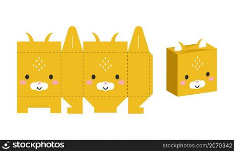 Simple packaging favor box hamster design for sweets, candies, presents, bakery. DIY package template for any purposes, birthdays, baby showers, halloween, christmas. Print, cutout, fold, glue.