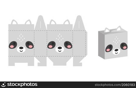 Simple packaging favor box raccoon design for sweets, candies, presents, bakery. DIY package template for any purposes, birthdays, baby showers, halloween, christmas. Print, cutout, fold, glue.