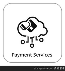 Simple Payment Services Vector Line Icon with two credit cards.. Simple Payment Services Vector Icon