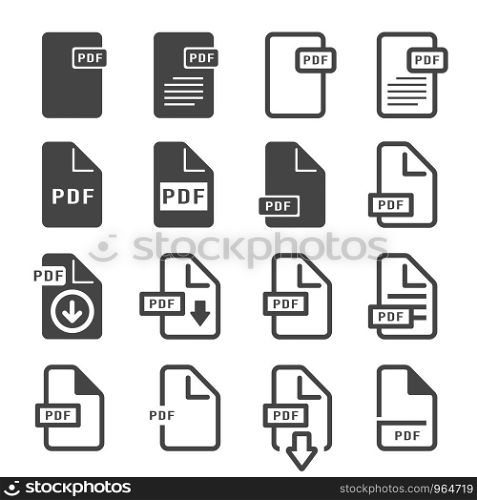 simple pdf file vector outline icon set