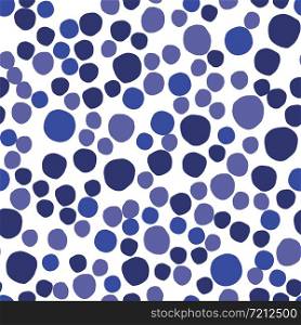 Simple pebble seamless pattern on white background. Random geometric dotted wallpaper. Blue chaotic stones backdrop. Vector illustration. Simple pebble seamless pattern on white background.
