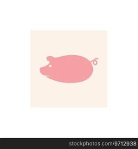 Simple pig logo design, for pig farm, restaurant, business, pork center, vector