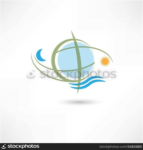 simple planet symbol with wave