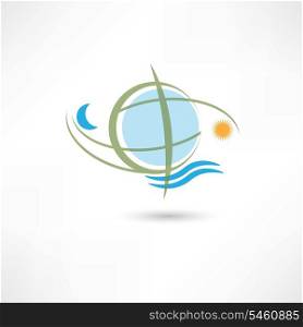 simple planet symbol with wave