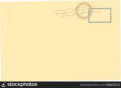 Simple postcard vector with postage stamp