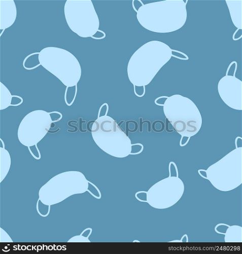 Simple seamless pattern with medical masks. Protective coronavirus background for textile, stationery, wrapping paper, covers. Doodle vector illustration for decor and design.