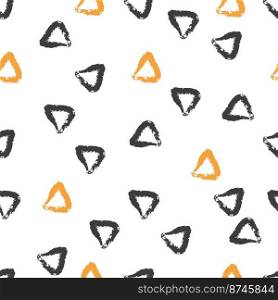 Simple Seamless Vector Pattern with Hand Drawn Irregular Triangles on a White Background. Freehand Geometric Print Ideal for Fabric, Textile, Wrapping Paper. Doodle Triangles Design.