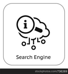 Simple Search Engine Vector Line Icon with magnifying glass symbol.. Simple Search Engine Vector Icon