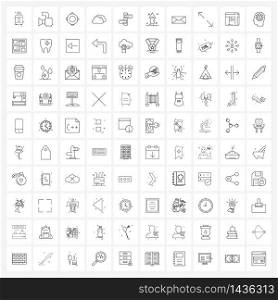 Simple Set of 100 Line Icons such as board, cloudy, photo, weather, pool Vector Illustration