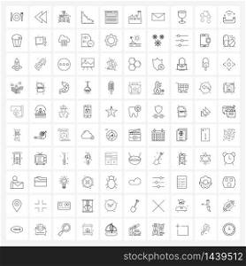 Simple Set of 100 Line Icons such as browser, financial report, network, euro, analysis Vector Illustration