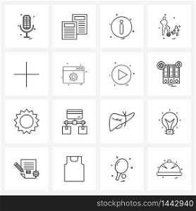 Simple Set of 16 Line Icons such as addition, football, info, football, sports Vector Illustration