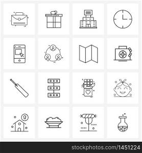 Simple Set of 16 Line Icons such as buy, hours, party, time, city Vector Illustration
