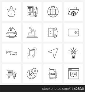 Simple Set of 16 Line Icons such as transport, jeep, internet, car, hospital Vector Illustration