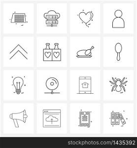 Simple Set of 16 Line Icons such as up arrow, user, web, man, valentine&rsquo;s day Vector Illustration