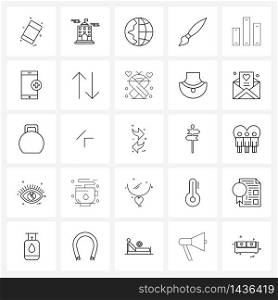 Simple Set of 25 Line Icons such as books, graphic, communication, drawing, art Vector Illustration