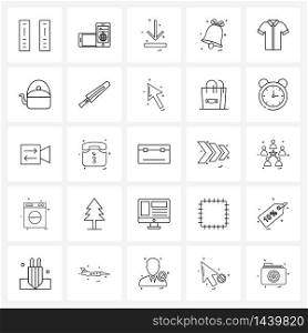Simple Set of 25 Line Icons such as casual wear, garments, arrows, shirt, ringing Vector Illustration