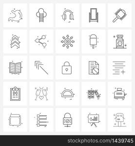 Simple Set of 25 Line Icons such as hairs, picture frame, head phone, picture, frame Vector Illustration
