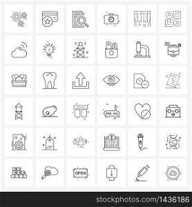 Simple Set of 36 Line Icons such as camping, office, check, briefcase, time Vector Illustration