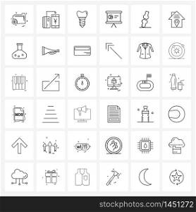 Simple Set of 36 Line Icons such as chart, graph, finance, business, tooth Vector Illustration