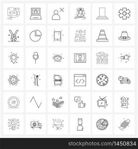 Simple Set of 36 Line Icons such as interior, door, cross user, bowling, game Vector Illustration