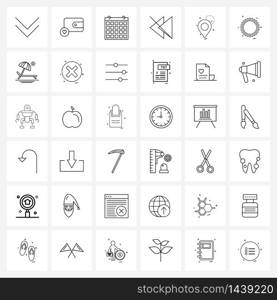 Simple Set of 36 Line Icons such as map, navigation, date, disable, back Vector Illustration