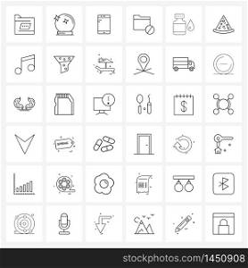 Simple Set of 36 Line Icons such as medicine jar, drugs, mobile, disable, denied Vector Illustration