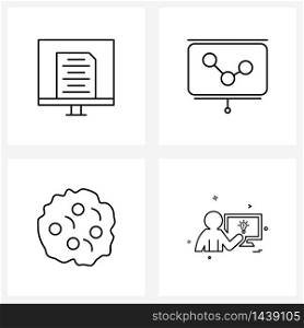 Simple Set of 4 Line Icons such as advertising, medical, digital marketing, screen, graph Vector Illustration