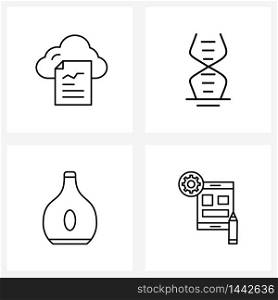 Simple Set of 4 Line Icons such as analysis, drink, seo, medical, food Vector Illustration