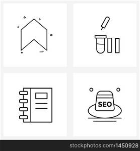 Simple Set of 4 Line Icons such as arrow, education, navigation, science, study Vector Illustration