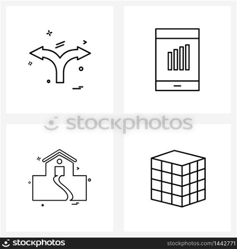 Simple Set of 4 Line Icons such as arrow, house, two way, rate, home Vector Illustration