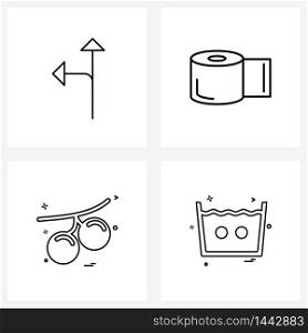 Simple Set of 4 Line Icons such as arrows, fruit, straight, toilet, fruit Vector Illustration