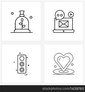 Simple Set of 4 Line Icons such as bag, signals, laptop, message, Vector Illustration