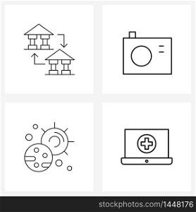 Simple Set of 4 Line Icons such as bank, space, transfer, picture, medical Vector Illustration