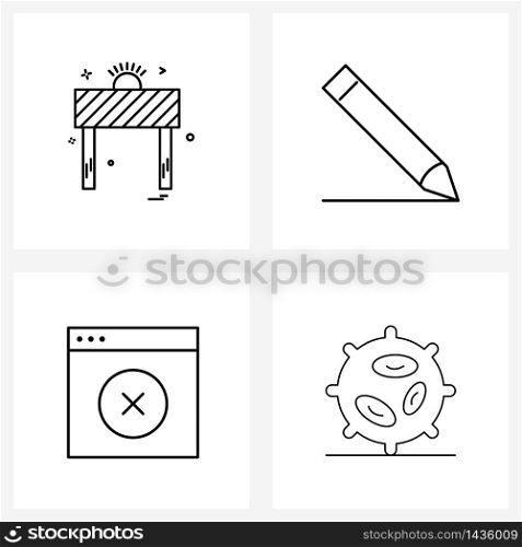 Simple Set of 4 Line Icons such as board; closed; construction; school; media Vector Illustration