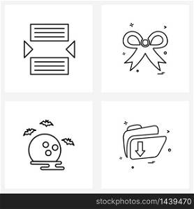 Simple Set of 4 Line Icons such as break, file, boa, moon, downloading Vector Illustration